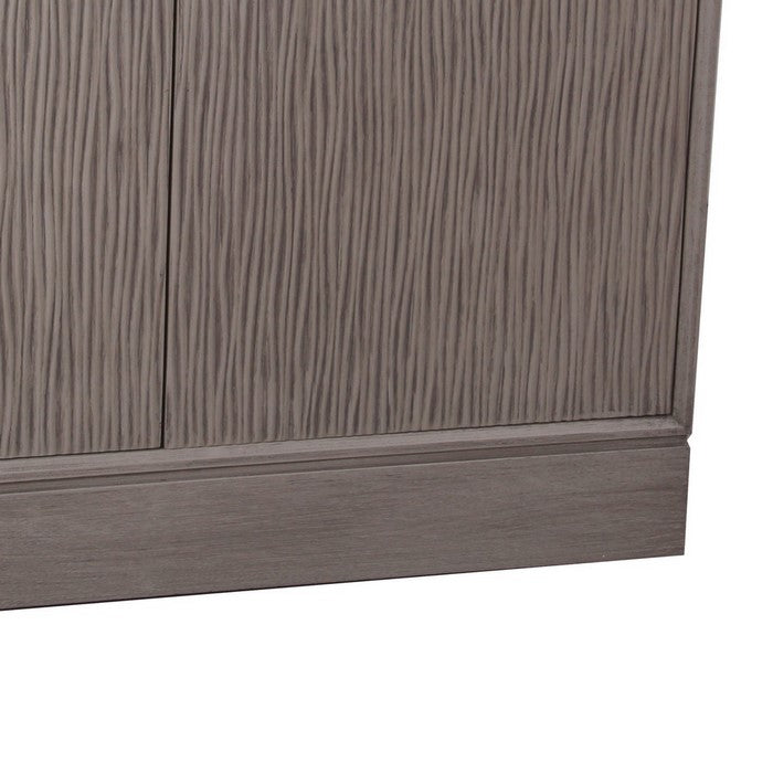 2 Door Wooden Cabinet with Vertical Streamline Pattern, Taupe Gray