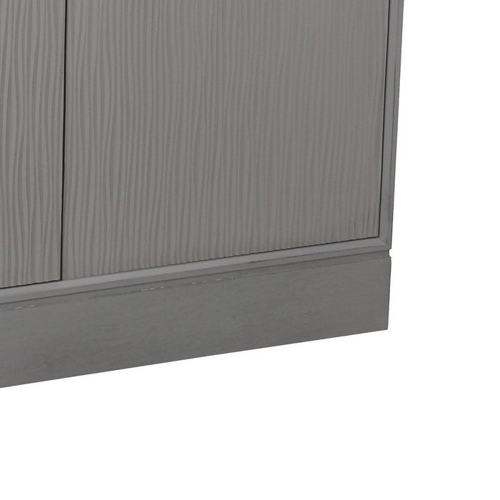 2 Door Wooden Cabinet with Vertical Streamline Pattern, Gray