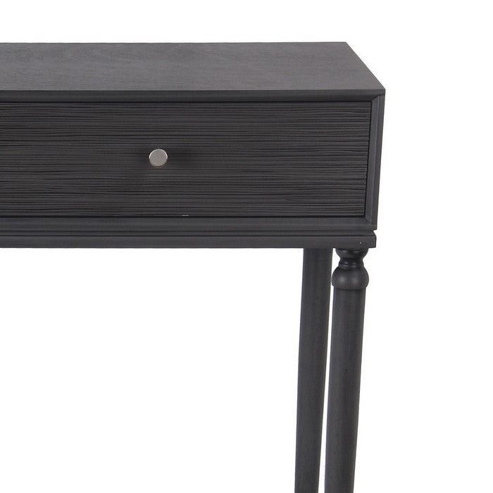 2 Drawer Wooden Console Table with Turned Legs, Dark Gray