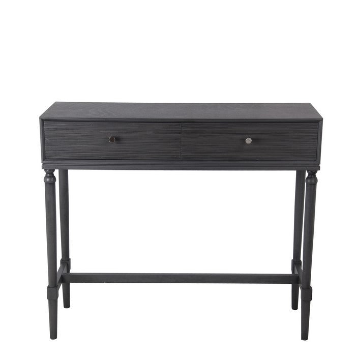 2 Drawer Wooden Console Table with Turned Legs, Dark Gray