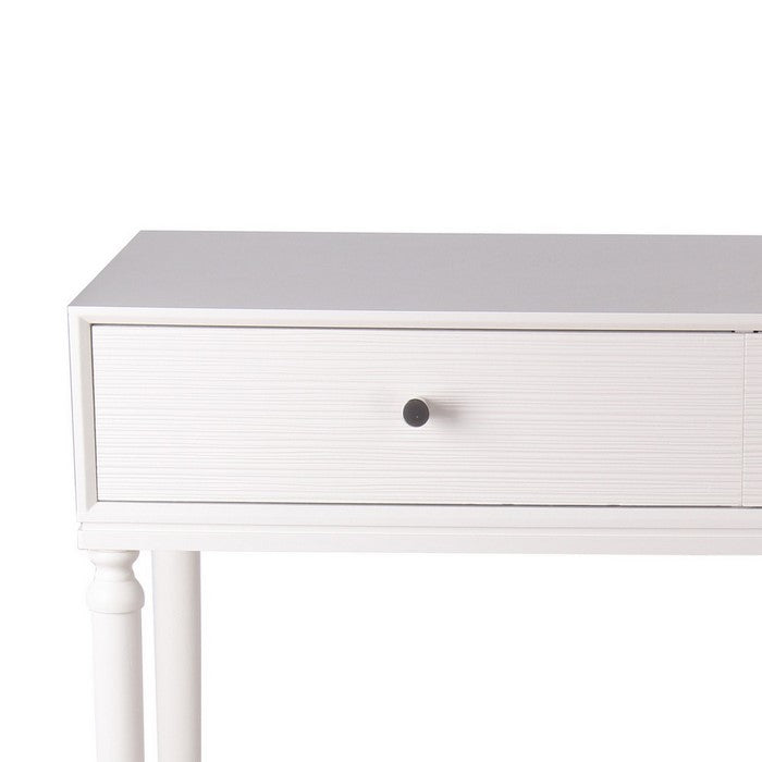 2 Drawer Wooden Console Table with Turned Legs, White
