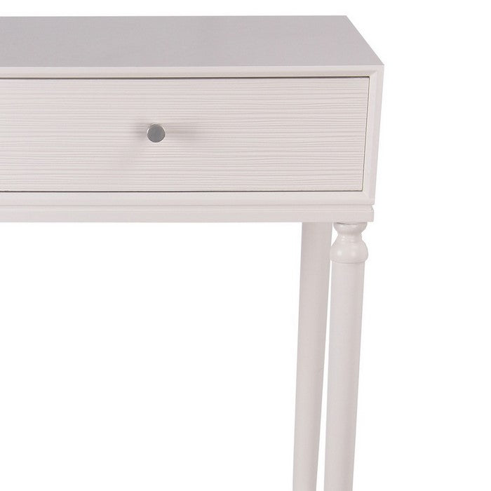 2 Drawer Wooden Console Table with Turned Legs, White