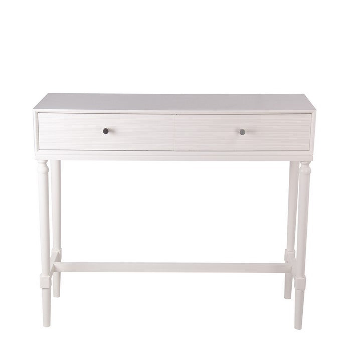 2 Drawer Wooden Console Table with Turned Legs, White