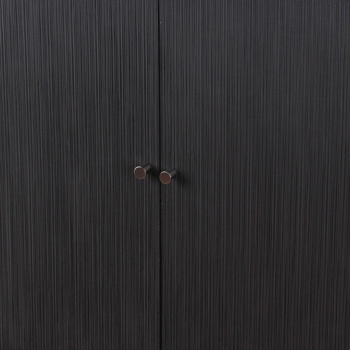 2 Door Wooden Cabinet with Vertical Streamline Pattern, Dark Gray