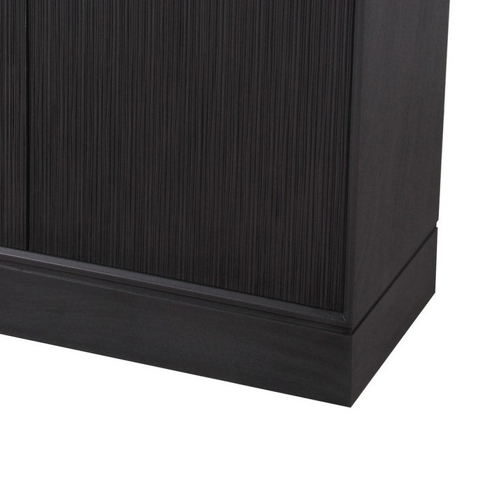 2 Door Wooden Cabinet with Vertical Streamline Pattern, Dark Gray