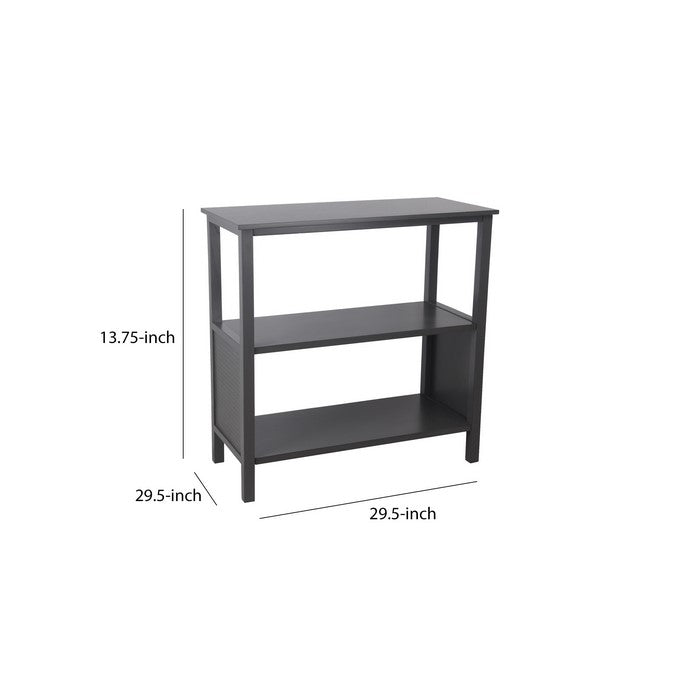 3 Tier Wooden Accent Stand with Texture Side Panels, Dark Gray