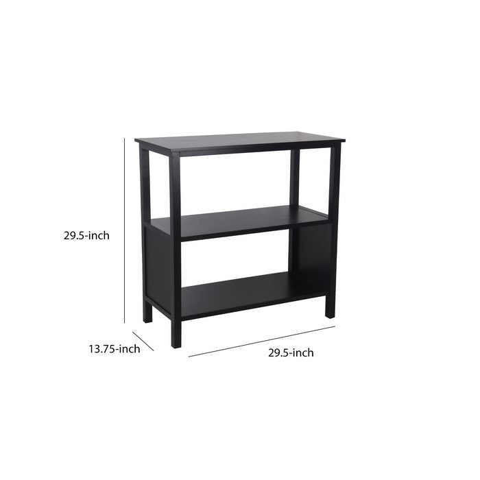 3 Tier Wooden Accent Stand with Texture Side Panels, Black