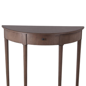 1 Drawer Half Moon Console Table with Round Legs, Brown