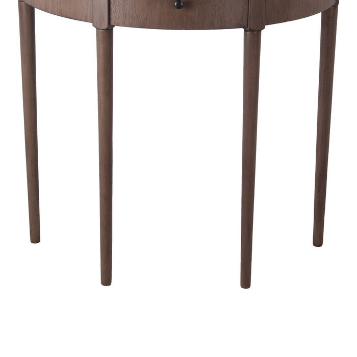 1 Drawer Half Moon Console Table with Round Legs, Brown