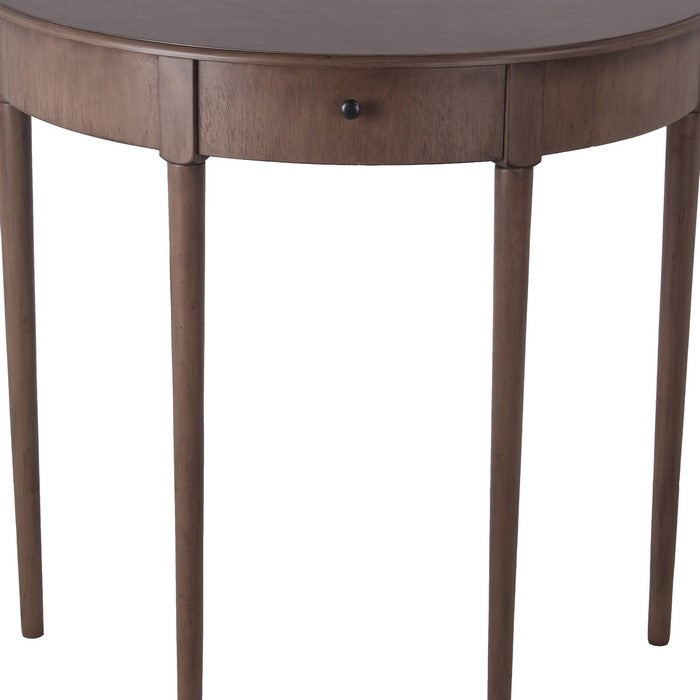 1 Drawer Half Moon Console Table with Round Legs, Brown
