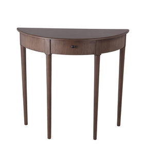 1 Drawer Half Moon Console Table with Round Legs, Brown