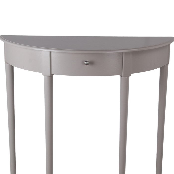 1 Drawer Half Moon Console Table with Round Legs, Gray