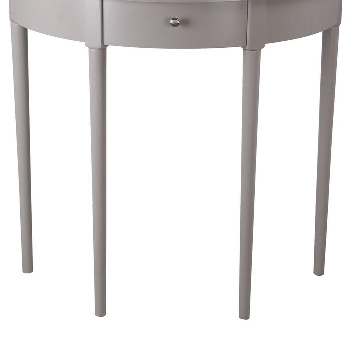 1 Drawer Half Moon Console Table with Round Legs, Gray