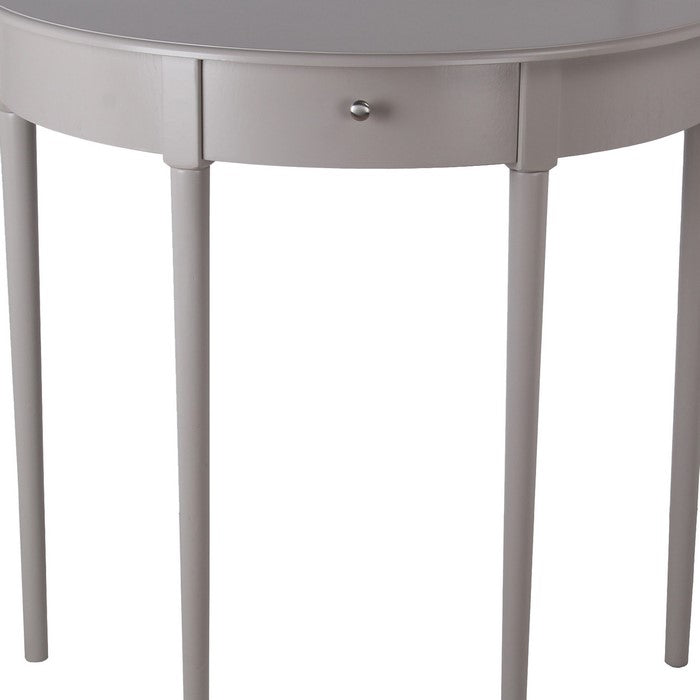 1 Drawer Half Moon Console Table with Round Legs, Gray
