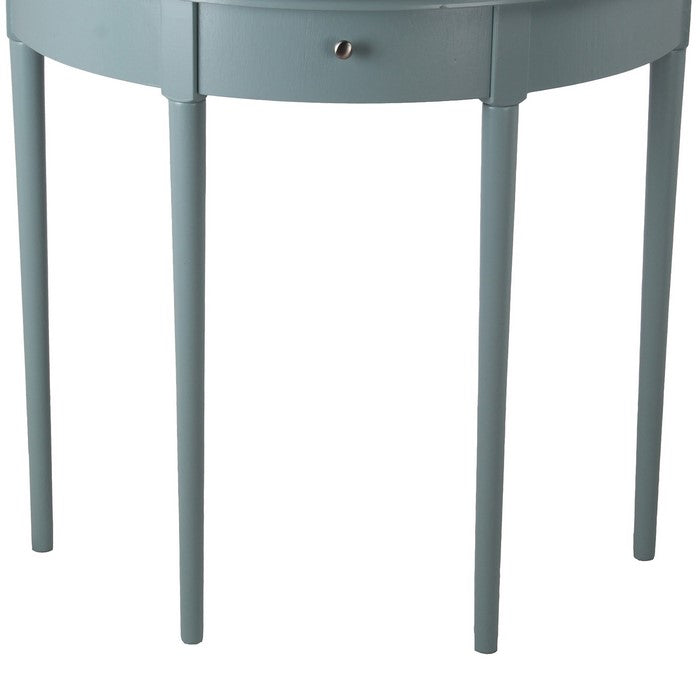 1 Drawer Half Moon Console Table with Round Legs, Sage Blue