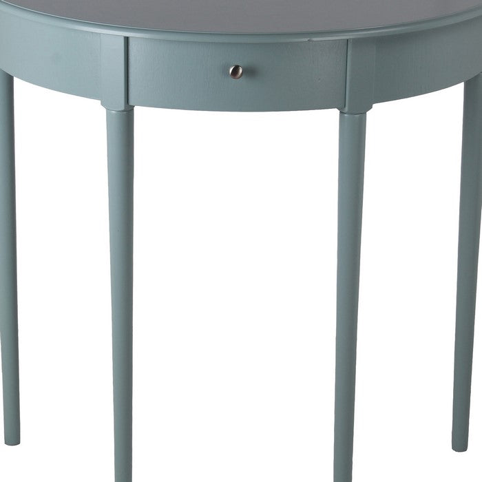 1 Drawer Half Moon Console Table with Round Legs, Sage Blue
