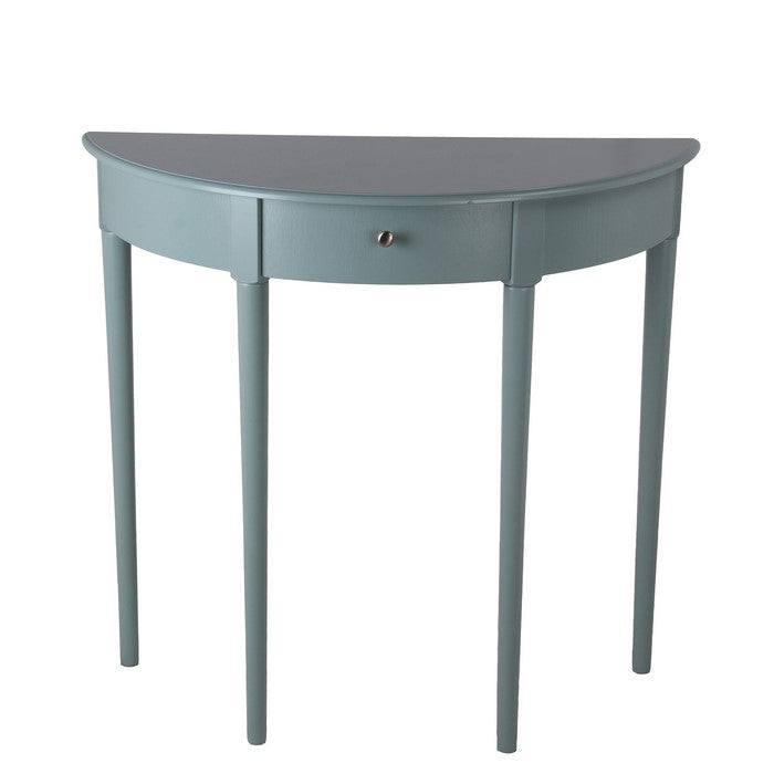 1 Drawer Half Moon Console Table with Round Legs, Sage Blue