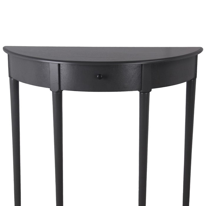 1 Drawer Half Moon Console Table with Round Legs, Black