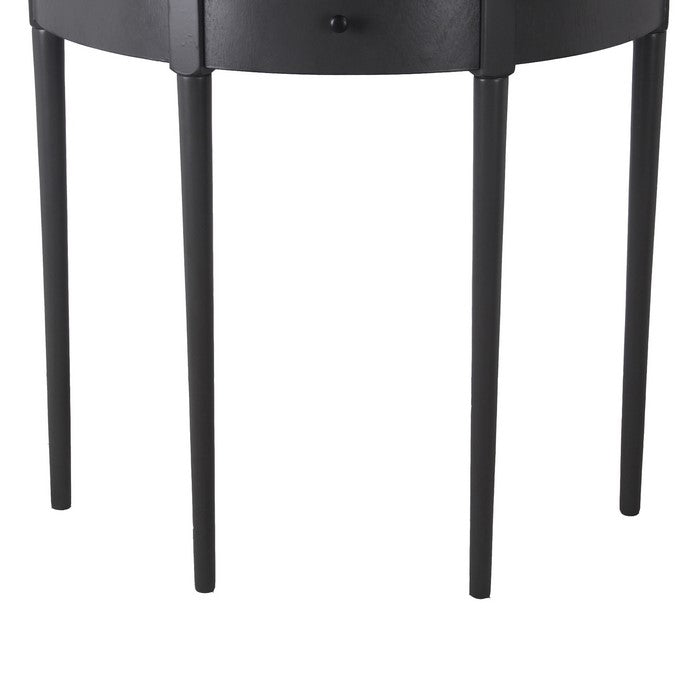 1 Drawer Half Moon Console Table with Round Legs, Black