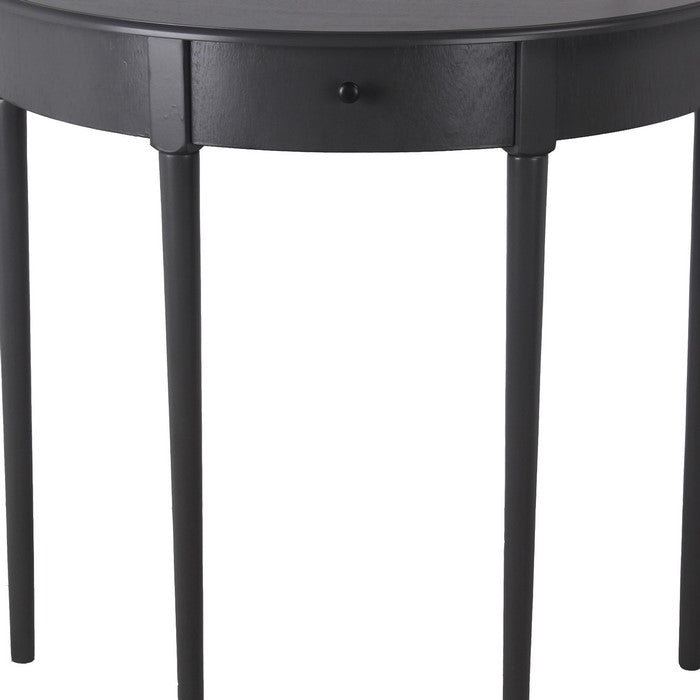 1 Drawer Half Moon Console Table with Round Legs, Black