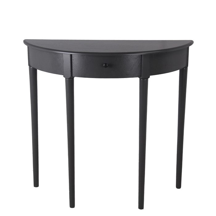 1 Drawer Half Moon Console Table with Round Legs, Black