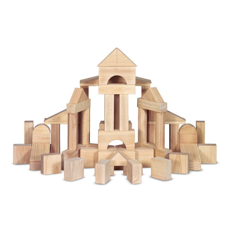 Melissa & Doug Standard Unit Solid-Wood Building Blocks With Wooden Storage Tray (60 pcs)