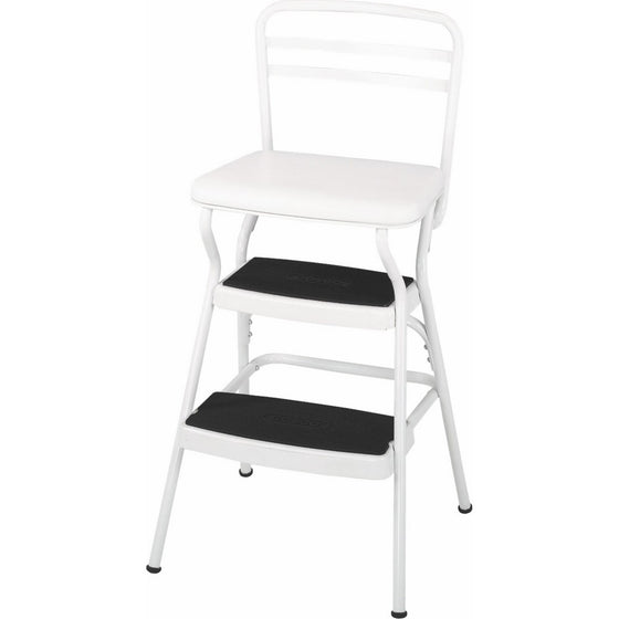 Cosco White Retro Counter Chair/Step Stool with Lift-up Seat