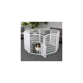 IRIS 34'' Exercise 8-Panel Pet Playpen with Door, Frosty White