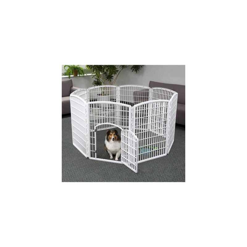 IRIS 34'' Exercise 8-Panel Pet Playpen with Door, Frosty White