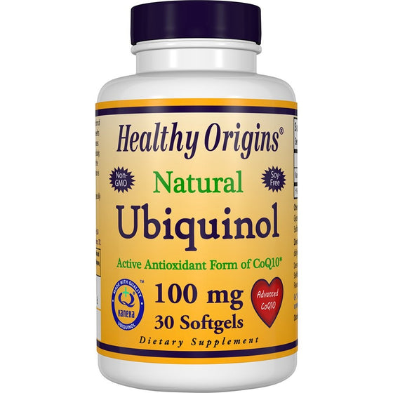 Healthy Origins Ubiquinol 100 MG Soy Free/Non-GMO Gels, 30 Count