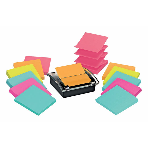 Post-it Sheet Super Sticky Note and Dispenser Value Pack, 3 x 3 Inches, 90-Sheet Pad (12 Pack)