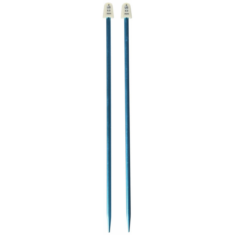 Susan Bates 10-Inch Silvalume Single Point Knitting Needle, 5mm, Turquoise