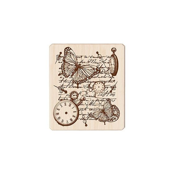 Inkadinkado Mounted Rubber Stamp, 4 by 3.5-Inch, Time Flies Collage