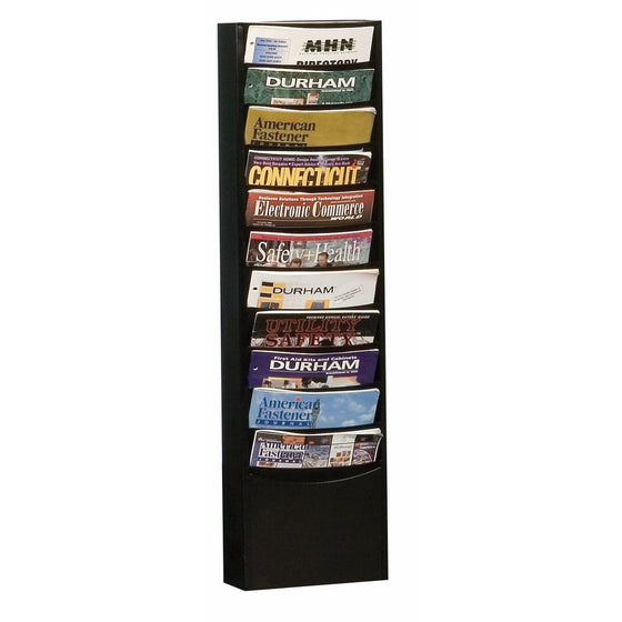 Durham 402-08 Black Cold Rolled Steel 11 Contour Pocket Vertical Literature Rack, 9-3/4" Width x 36" Height x 4-1/8" Depth