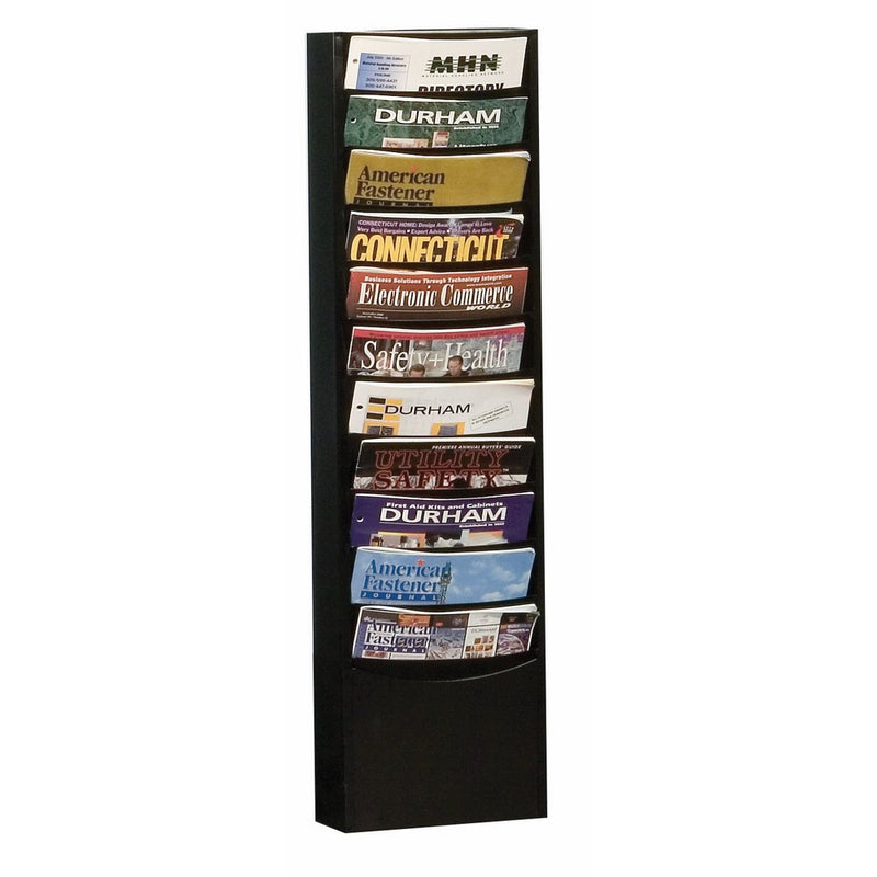 Durham 402-08 Black Cold Rolled Steel 11 Contour Pocket Vertical Literature Rack, 9-3/4" Width x 36" Height x 4-1/8" Depth