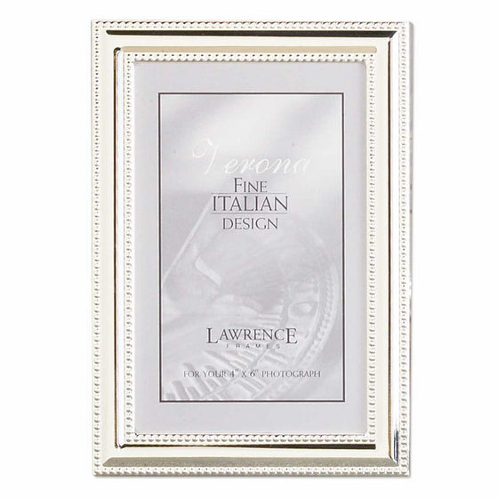 Lawrence Frames Metal Picture Frame Silver-Plate with Delicate Beading, 4 by 6-Inch