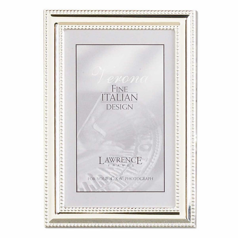 Lawrence Frames Metal Picture Frame Silver-Plate with Delicate Beading, 4 by 6-Inch