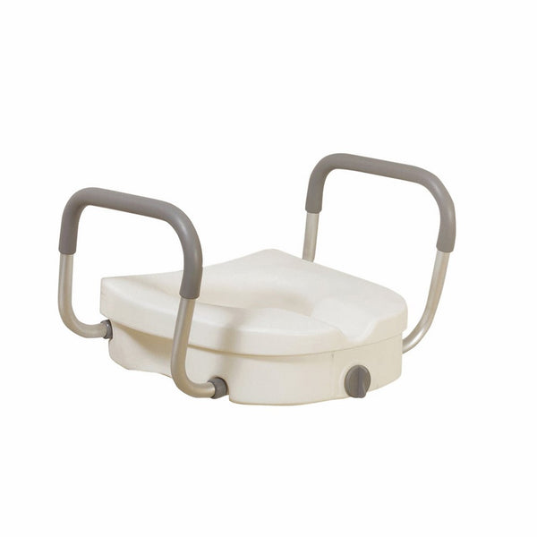 Drive Medical Raised Toilet Seat with Removable Padded Arms, Standard Seat