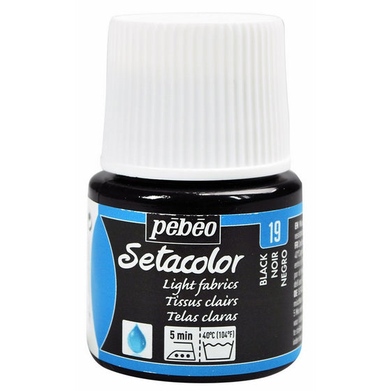 Pebeo Setacolor Light Fabrics Paint 45-Milliliter Bottle, Black