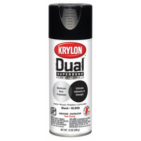 Krylon K08801007 'Dual' Superbond Paint and Primer, Gloss Black, 12 Ounce