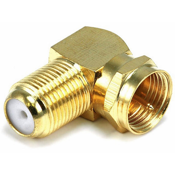 Monoprice 106775 F Type Right Angle Female to Male Adapter, Gold Plated