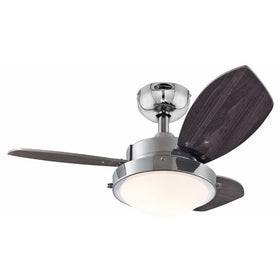 Westinghouse 7876300 Wengue Chrome 30" Ceiling Fan with Light