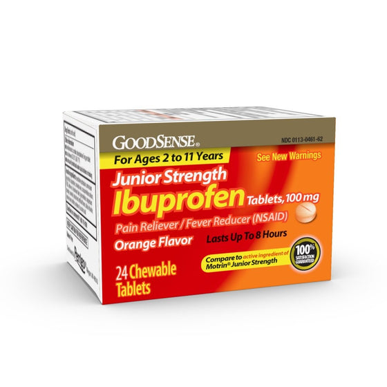 GoodSense Junior Strength Ibuprofen Pain Reliever/Fever Reducer Tablets, 100 mg, 24 Count