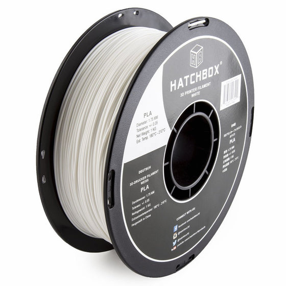 HATCHBOX PLA 3D Printer Filament, Dimensional Accuracy /- 0.03 mm, 1 kg Spool, 1.75 mm, White