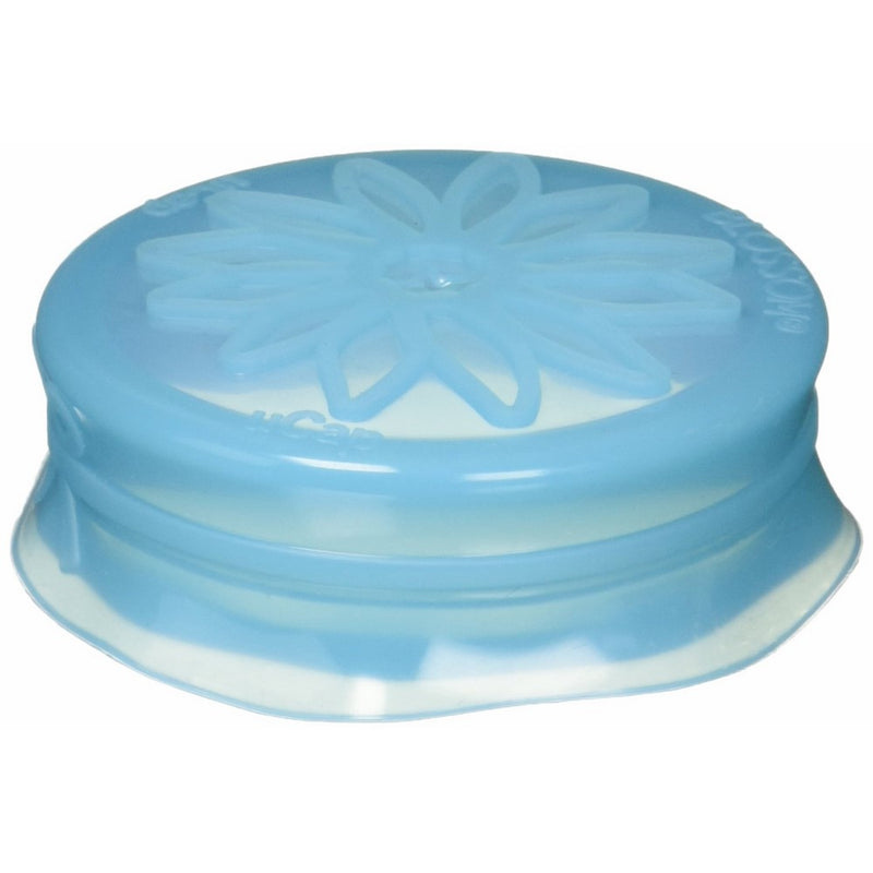 Blossom Mason and Canning Jar Sipping and Drinking Lid Caps, Silicone, For Standard Size Mason Jars, 3.5-Inches; Blue; Set of 4
