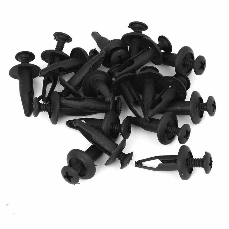 uxcell uxcell 20 Pcs 6.3mm Black Plastic Fastener Rivets Retainer Clip Car Bumper Fender