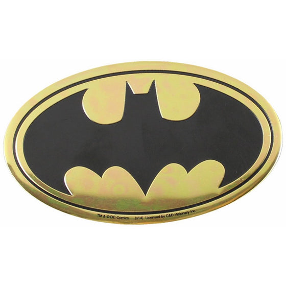 DC Comics Originals Batman Logo On Embossed Metal Emblem Sticker, Yellow, 9cm