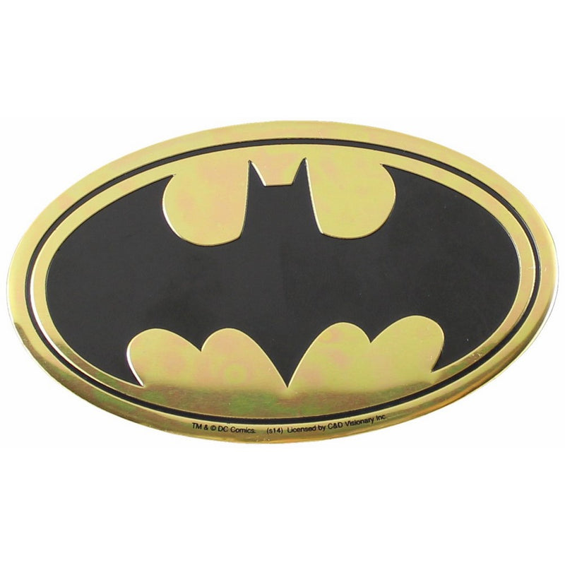 DC Comics Originals Batman Logo On Embossed Metal Emblem Sticker, Yellow, 9cm