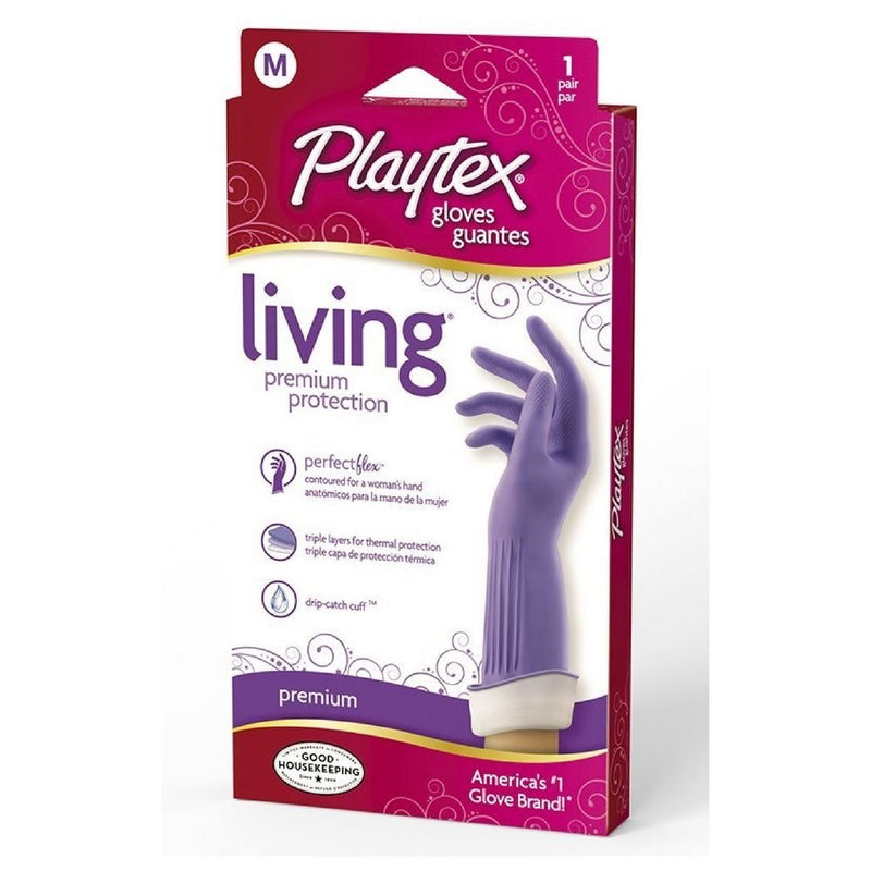 Playtex Living Drip-Catch Cuff Gloves, Medium 1 Pair (Pack of 2)