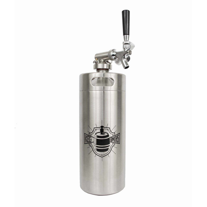 Keg Smiths 128 oz Portable Draft Keg System | CO2 Regulated | Stainless Steel Keg | 8 Pint | Mini Keg Draft System